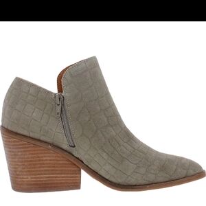 Lucky Brand Gray Croc-Embossed Ankle Boots- 6M